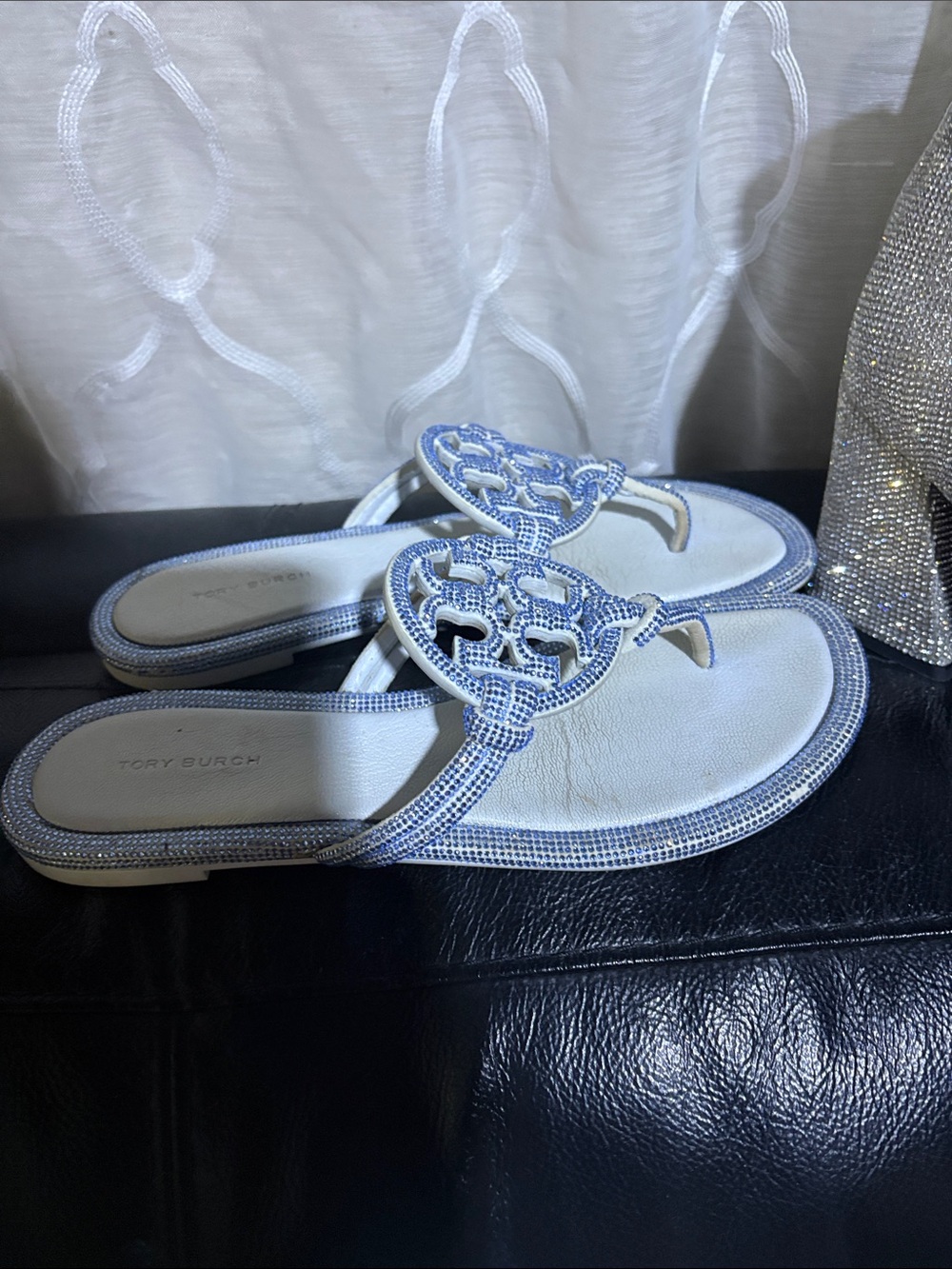 Tory Burch MILLER PAVÉ KNOTTED SANDAL- crystal Baby blue 💎Ju Ju Ice - Picture 11 of 12